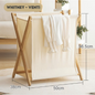 Wood Foldable Laundry Basket Space Saving Storage Cloth