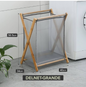 Wood Foldable Laundry Basket Space Saving Storage Cloth