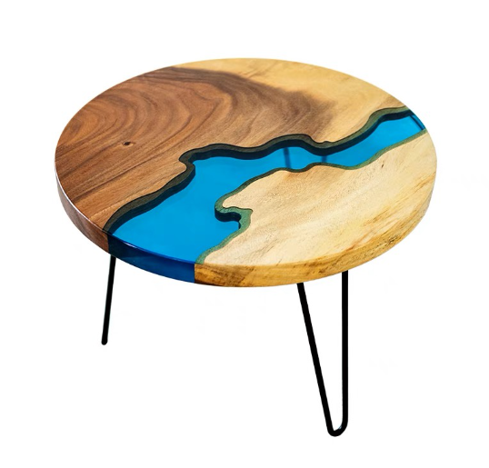 First Epoxy Resin River Coffee Sofa Side Table Solid Wood Slab