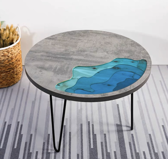 First Epoxy Resin River Coffee Sofa Side Table Solid Wood Slab