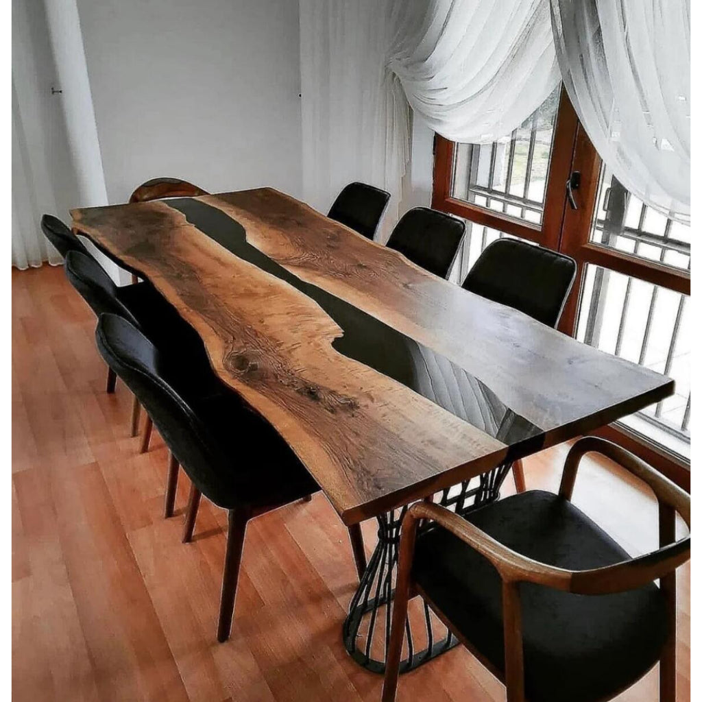 Malaysia First Epoxy Resin Solid Wood Slab Dining Study Table