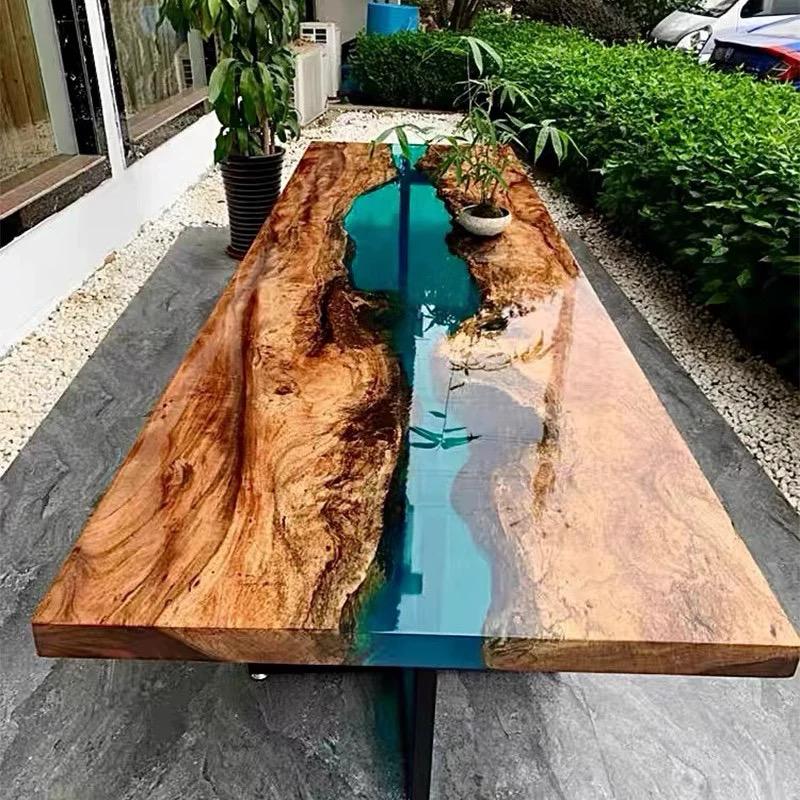 Malaysia First Epoxy Resin Solid Wood Slab Dining Study Table