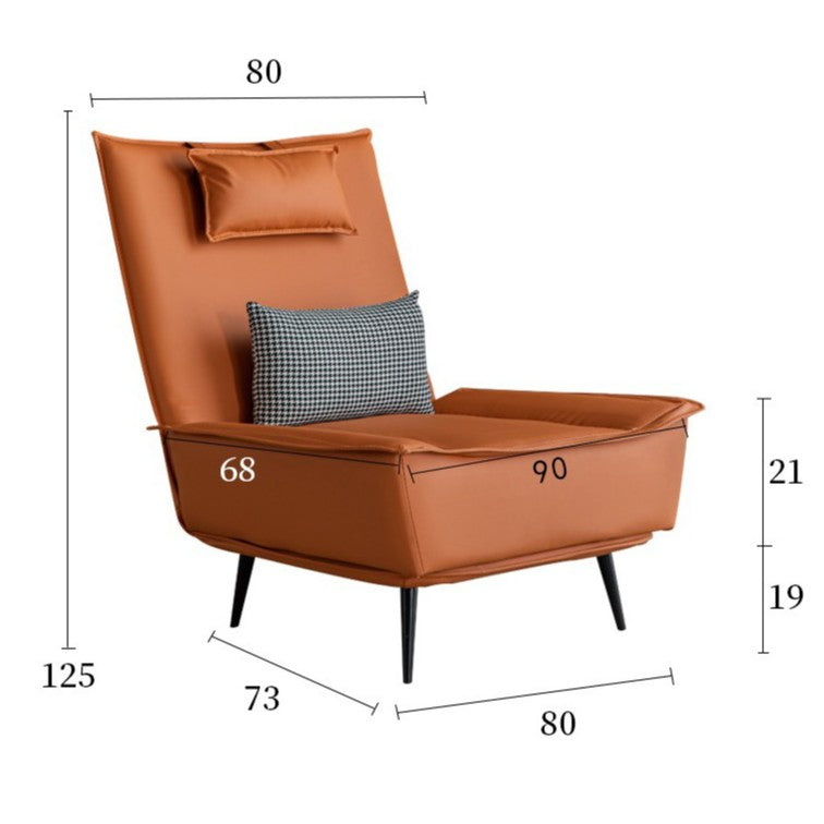 European Nordic Leather Wing Chair with Stool Sofa Set