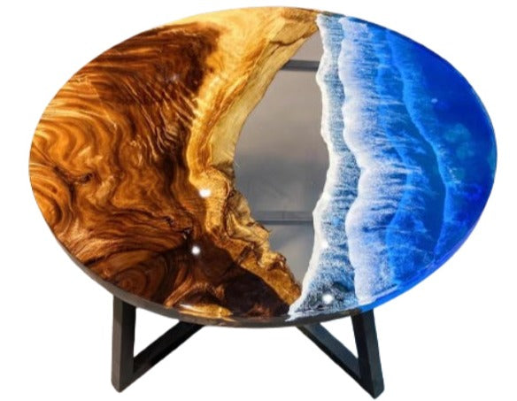 Epoxy Resin Coffee Sofa Side Solid Wood Slab Dining Study Table