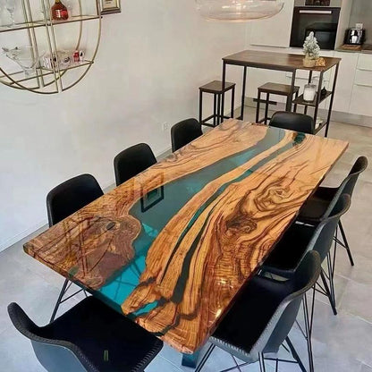 Malaysia First Epoxy Resin Solid Wood Slab Dining Study Table