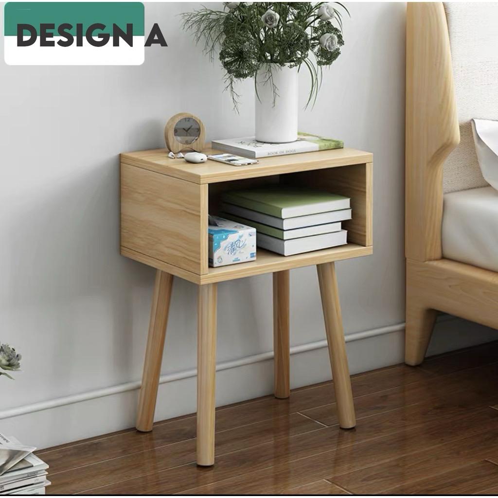 Nordic Bedside Table Solid Wood Legs Cabinet Bedroom Storage Sofa