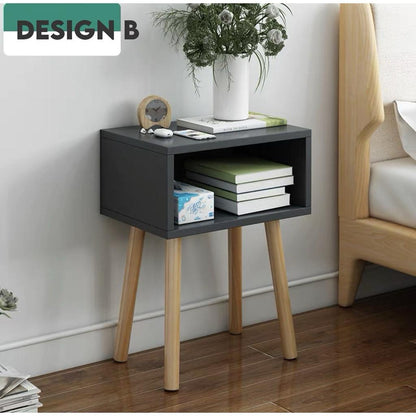 Nordic Bedside Table Solid Wood Legs Cabinet Bedroom Storage Sofa