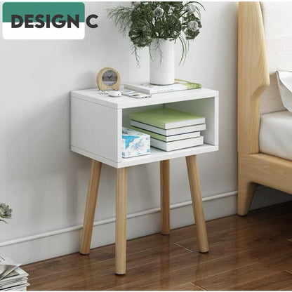 Nordic Bedside Table Solid Wood Legs Cabinet Bedroom Storage Sofa