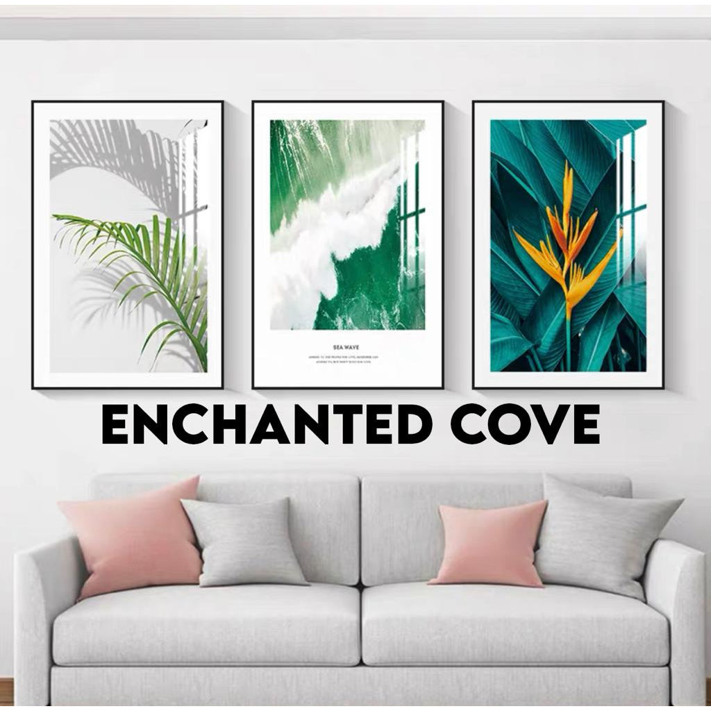 3 In 1 Canvas Wall Art Painting Black Frame Nordic Decor Poster Living Room