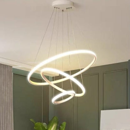 Nordic 3 Ring Ceiling Light Chandelier for Living and Dining Room with 3 Adjustable Color Light