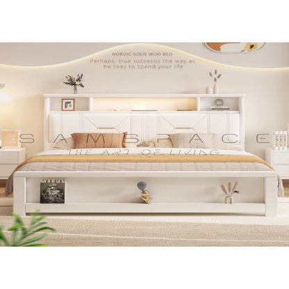 Nordic Modern Bed Frame Solid Wood Soft Material