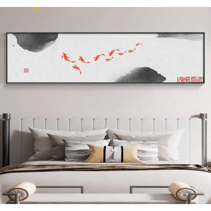 Zen Style Canvas Wall Art Painting Black Wood Frame Nordic Decor Poster Living Room