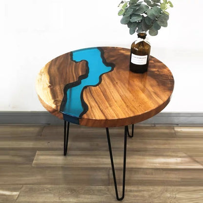 First Epoxy Resin River Coffee Sofa Side Table Solid Wood Slab